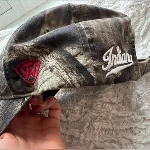 IU collegiate women’s sports ball cap camo hat red letters NWOT great condition Indiana University Hat Hoosier IU Captivating Headgear  main image 4